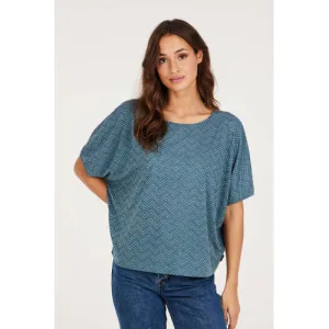 Protest top met all over print blauw