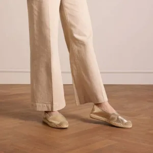 Manfield leren espadrilles goud