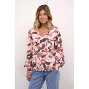 Cream top CRElena met all over print roze/rood