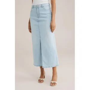 WE Fashion denim spijkerrok light blue denim