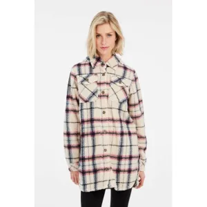 Protest geruite outdoor jas Enter ecru/roze/zwart