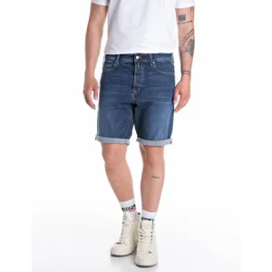 REPLAY tapered denim short medium blue denim
