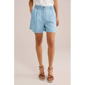 WE Fashion Blue Ridge straight high waist denim short light blue denim