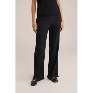 WE Fashion regular waist casual broek zwart gebreid