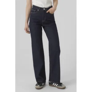 VERO MODA high waist wide leg jeans VMTESSA dark blue denim