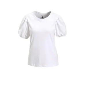anytime T-shirt met pofmouwen wit