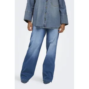 ONLY CARMAKOMA high waist wide leg jeans medium blue denim