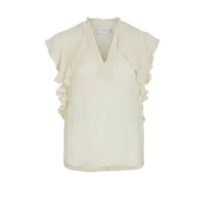 VILA mouwloze top ecru