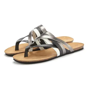 NU 20% KORTING: Lascana Teenslippers Sandaal, pantoletten van leer met kurken voetbed