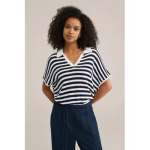 WE Fashion trui donkerblauw gebreid