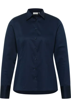 ETERNA Dames Overhemd donkerblauw, Effen