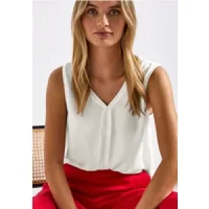 Street One Dames Materiaalmix top met tape in Wit