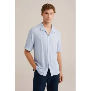 WE Fashion casual overhemd met textuur lichtblauw
