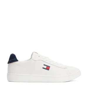 Tommy Jeans leren sneakers wit/blauw