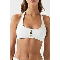 Reiss Iris-halterneck Bikini Top White
