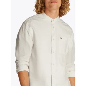 TOMMY JEANS Overhemd met lange mouwen TJM LINEN MIX BAND COLLAR SHIRT