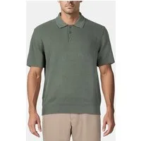 Reiss Linen Blend Button Polo Sage