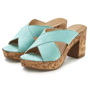 Lascana Slippers Mule, sandaal, open schoen van leer met blokhak