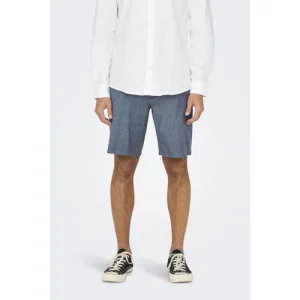 ONLY & SONS linnen regular chino short ONSMARK blauw
