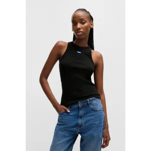 HUGO Blue Tanktop Easy Tank_B Ribstof van katoenmix met elastaan