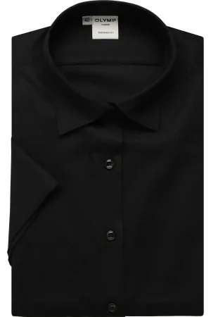 OLYMP Luxor Dames Overhemd zwart, Effen