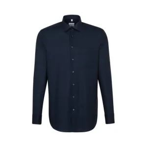 Seidensticker regular fit overhemd donkerblauw