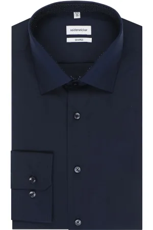 Seidensticker Overhemd nachtblauw, Effen