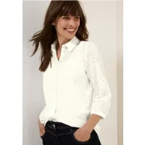 Cecil Dames Overhemdblouse met oogjesborduursel in Wit