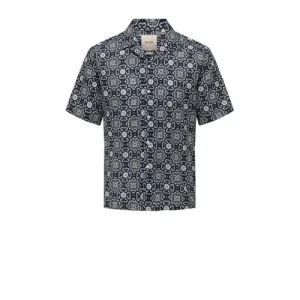 ONLY & SONS linnen casual overhemd donkerblauw
