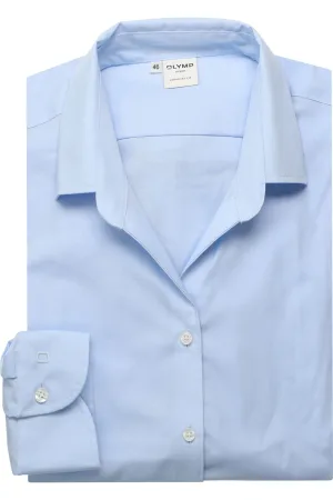 OLYMP Luxor Dames Overhemd blauw, Effen
