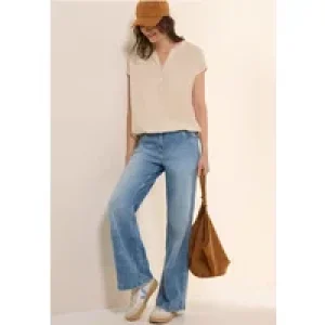 Cecil Dames Blouse met korte mouwen in effen kleur in Beige