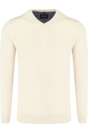 Marvelis Casual Trui V-hals ecru, Effen