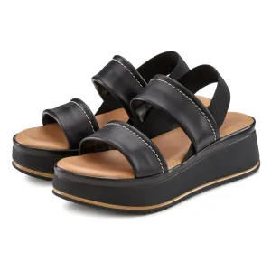Lascana Plateausandaaltjes Zomerschuh, sandalen, bandjesandalen, open schoen, Sandalette van leer met modieus comfortabele plateausole