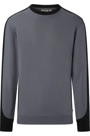 HAKRO Sweatshirt ronde halsantraciet/zwart, Tweekleurig