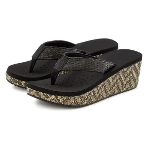 Venice Beach Badslippers Sandaal, pantoffel, badslipper met versierde sleehak VEGAN