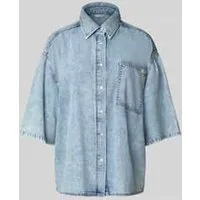 mustang Oversized jeansblouse met lyocell en 1/2-mouwen, model ‘Ella’