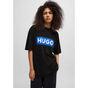 HUGO Blue T-shirt Nico met grote logo-print, unisex