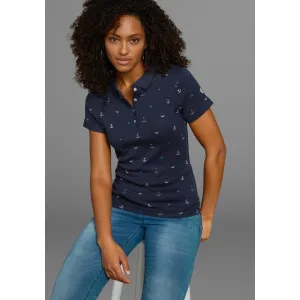 KangaROOS Poloshirt Korte mouwen, zeer figuurvolgend, met allover-print, van 100% katoen