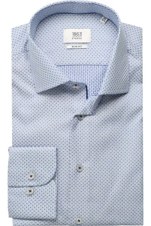 ETERNA 1863 Overhemd blauw, Gestructureerd