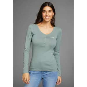 KangaROOS Shirt met lange mouwen oprolbare mouwen, figuurvolgende snit, met logoprint