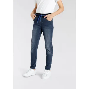 KangaROOS Comfortjeans Stretch jeans with slim leg for boys smalle broekpasvorm, used-wassing, comfortabele taille