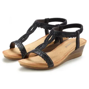 Vivance Sandaaltjes Zomerschoen Sandaal, zomerschoen met glinsterdetails en elastische bandjes VEGAN