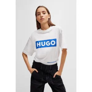 HUGO Blue T-shirt Nico met grote logo-print, unisex