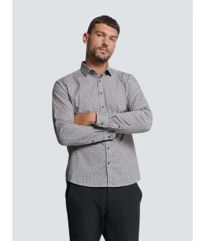 NO EXCESS Overhemd met lange mouwen gepatroniseerd, met knopenrij