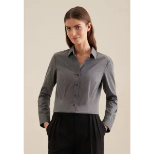 seidensticker Overhemdblouse Zwarte roos Lange mouwen kraag uni