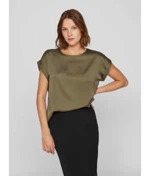 Vila Shirt met korte mouwen VIELLETTE S/S SATIN TOP – NOOS