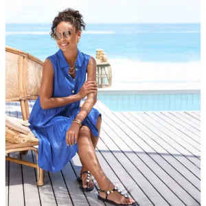 NU 20% KORTING: Vivance Zomerjurk van geweven viscose, blousejurk met knoopsluiting en overhemdkraag