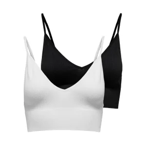 Only Bustier ONLVICKY RIB S-LESS V-NECK 2-PACK TOP (2-delig, Set van 2)
