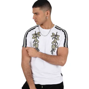 T-shirt met ronde hals en contrasterende strepen Project X Paris patch floral