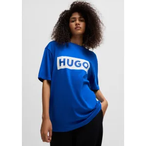 HUGO Blue T-shirt Nico met grote logo-print, unisex